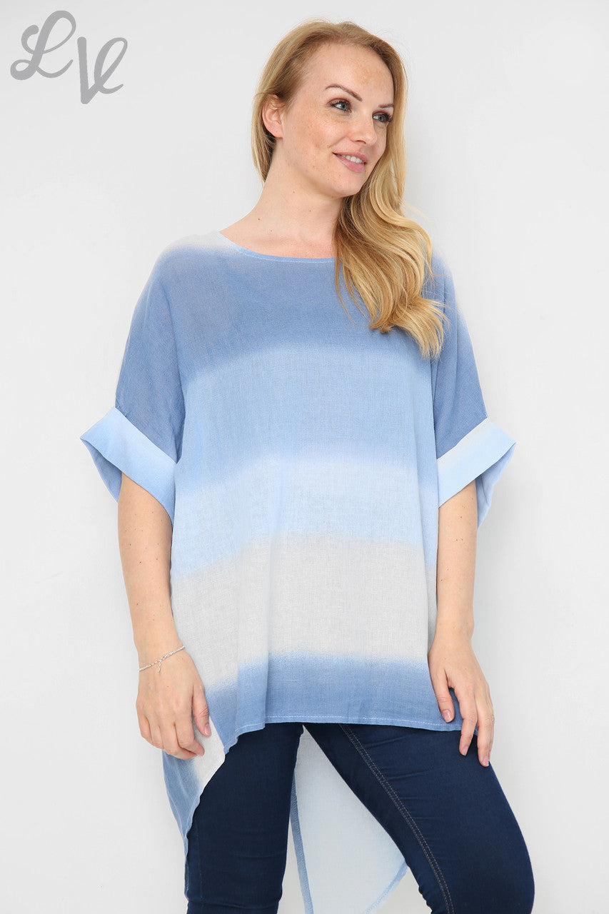 Dames Ombre Tuniek Top/Jurk met Split aan Achterkant Denim Stukprijs € 14,99