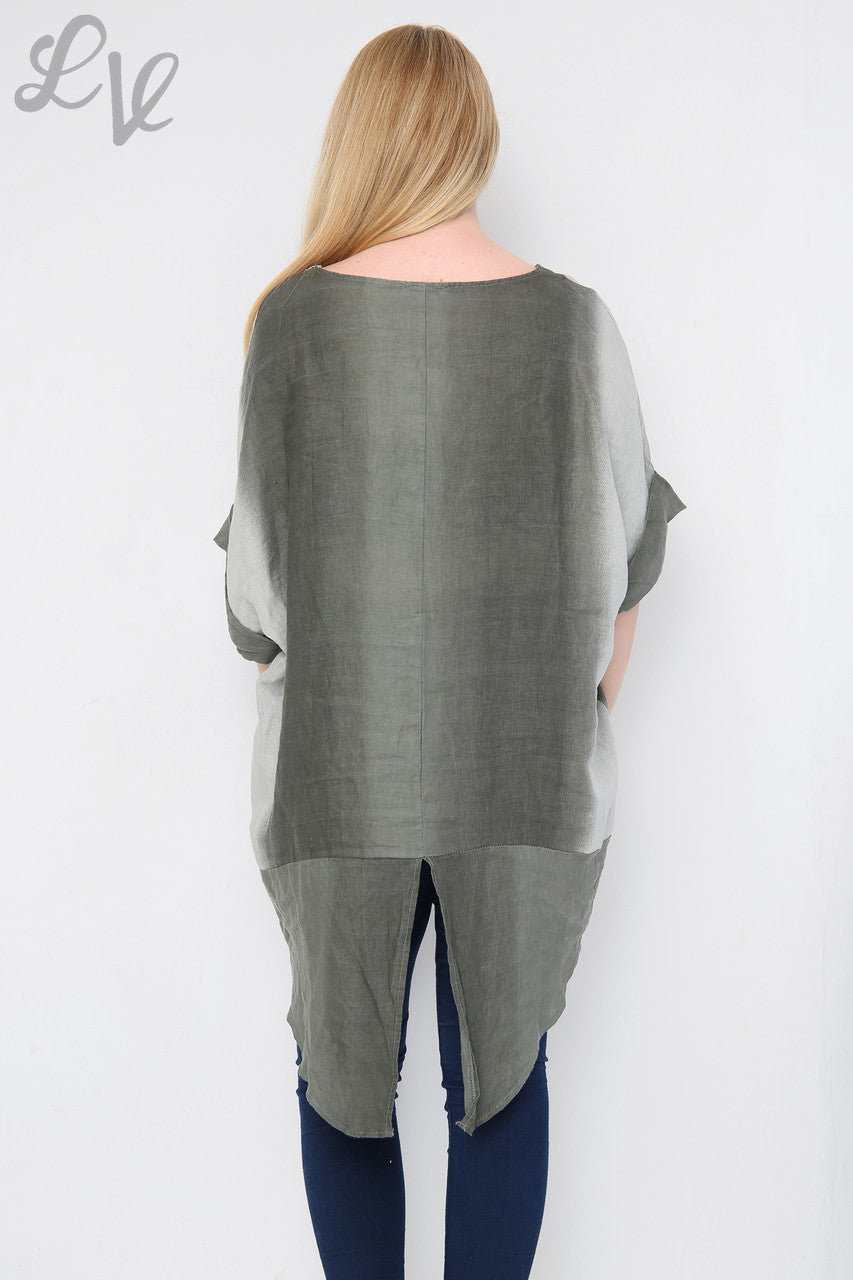 Dames Ombre Tuniek/Jurk met Split Achterkant Khaki Stukprijs £14.99