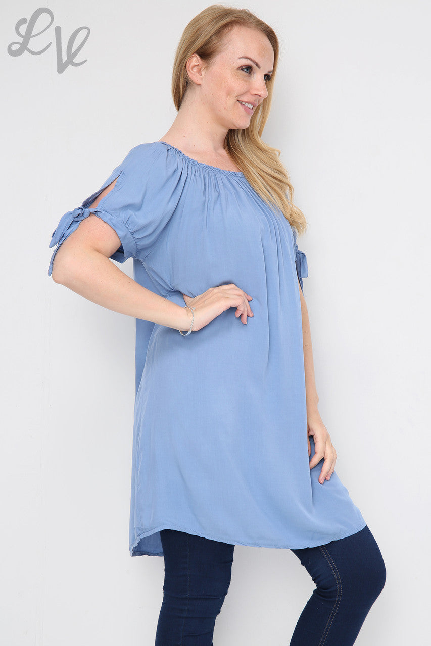 Ladies Plain Gypsy Style Tunic Dress Denim Unit Price £9.99