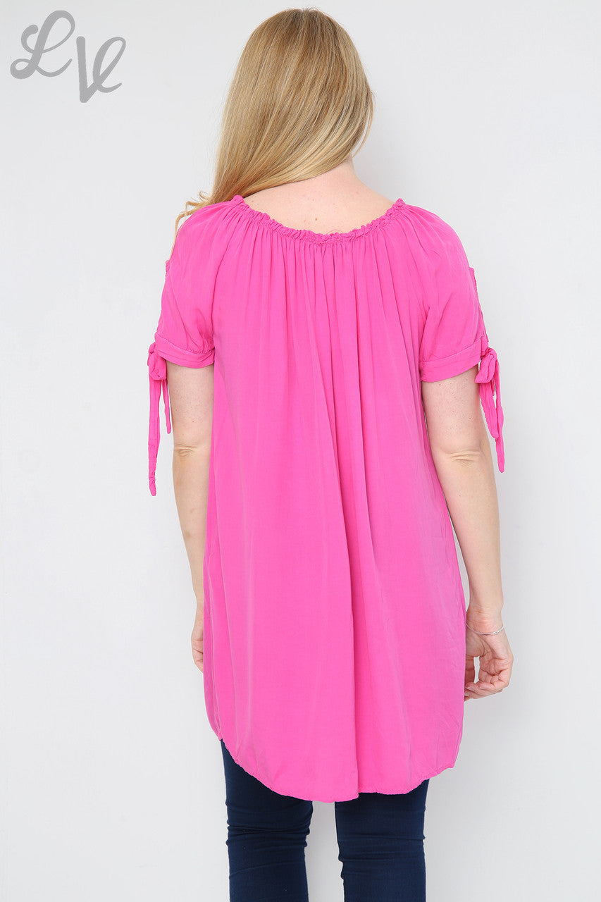 Ladies Plain Gypsy Style Tunic Dress Cerise Unit Price £9.99
