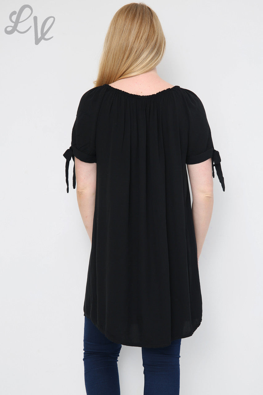 Ladies Plain Gypsy Style Tunic Dress Black Unit Price £9.99
