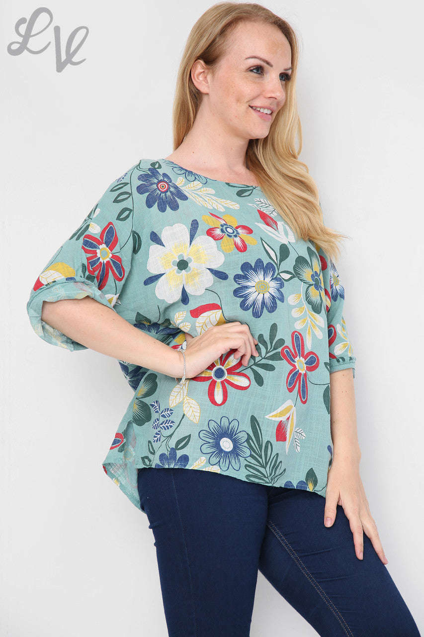FLORAL MIXTURE PRINT TOP TIFFANY