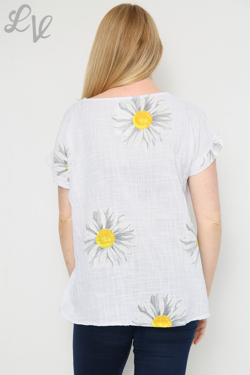 Dames Daisy Top met Korte Mouwen Wit