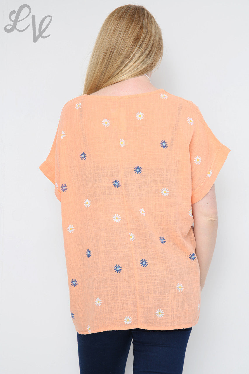 Dames Ditsy Madeliefjesprint Top Perzikstukprijs € 7,99