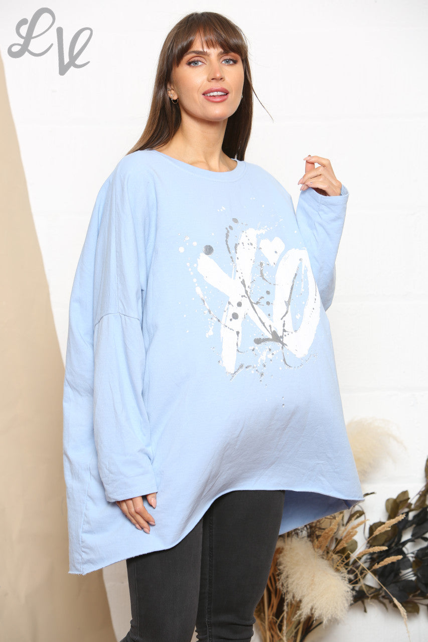 Dames XO Graphic Sweatshirt Top Hemelsblauw