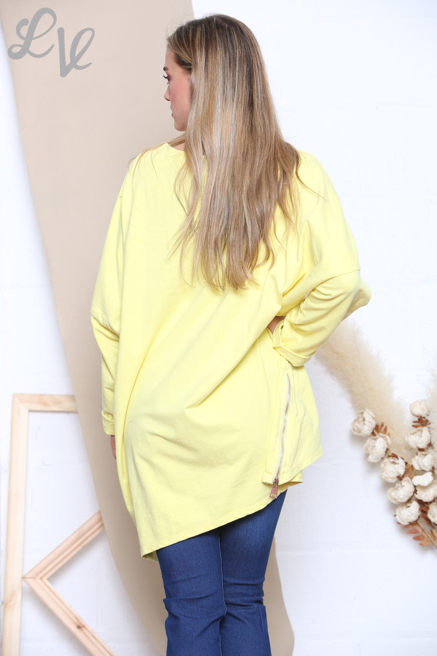 Dames Shapes Print Grafisch Sweatshirt Top Lemon