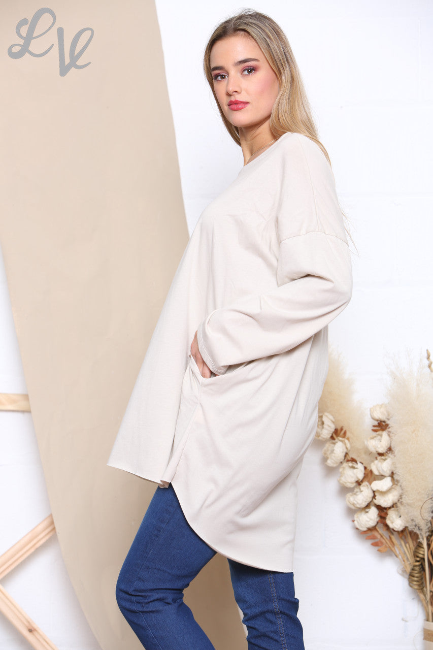 Ladies Plain Tunic Top Stone