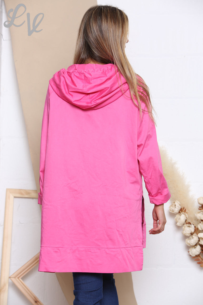 Ladies Zip Up Hooded Jacket Cerise