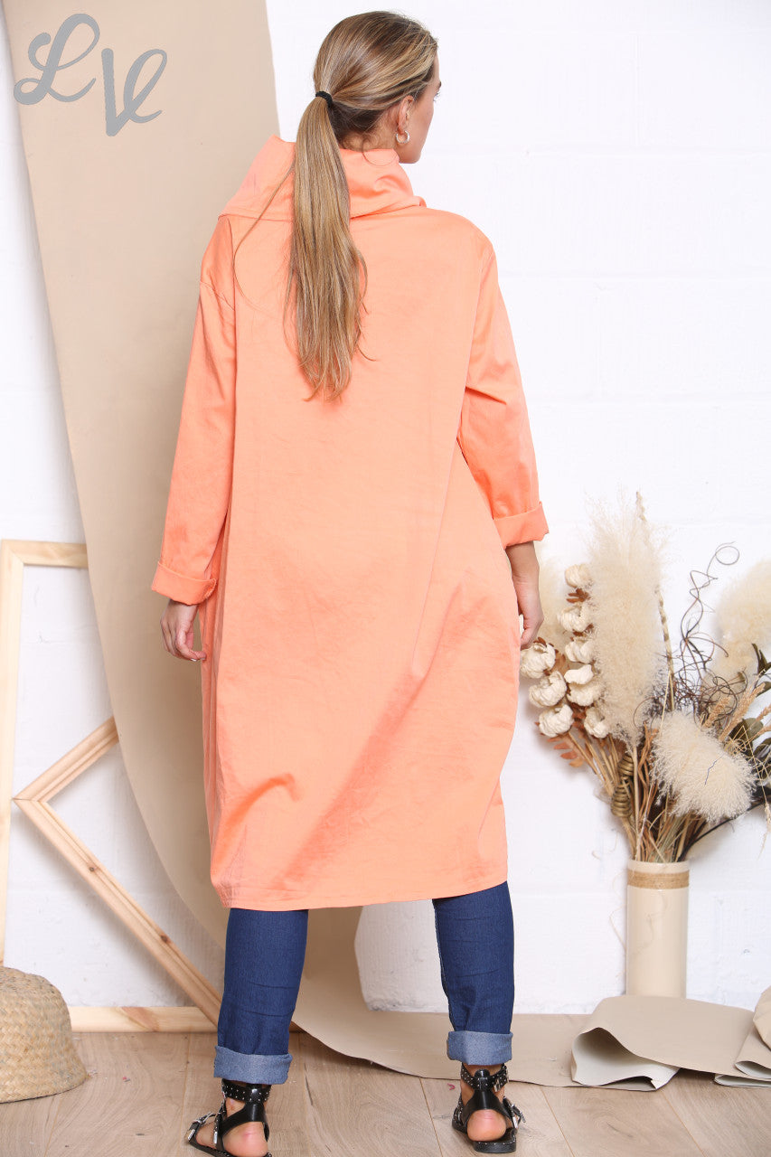 Ladies Wrap & Button Front Jacket Coral
