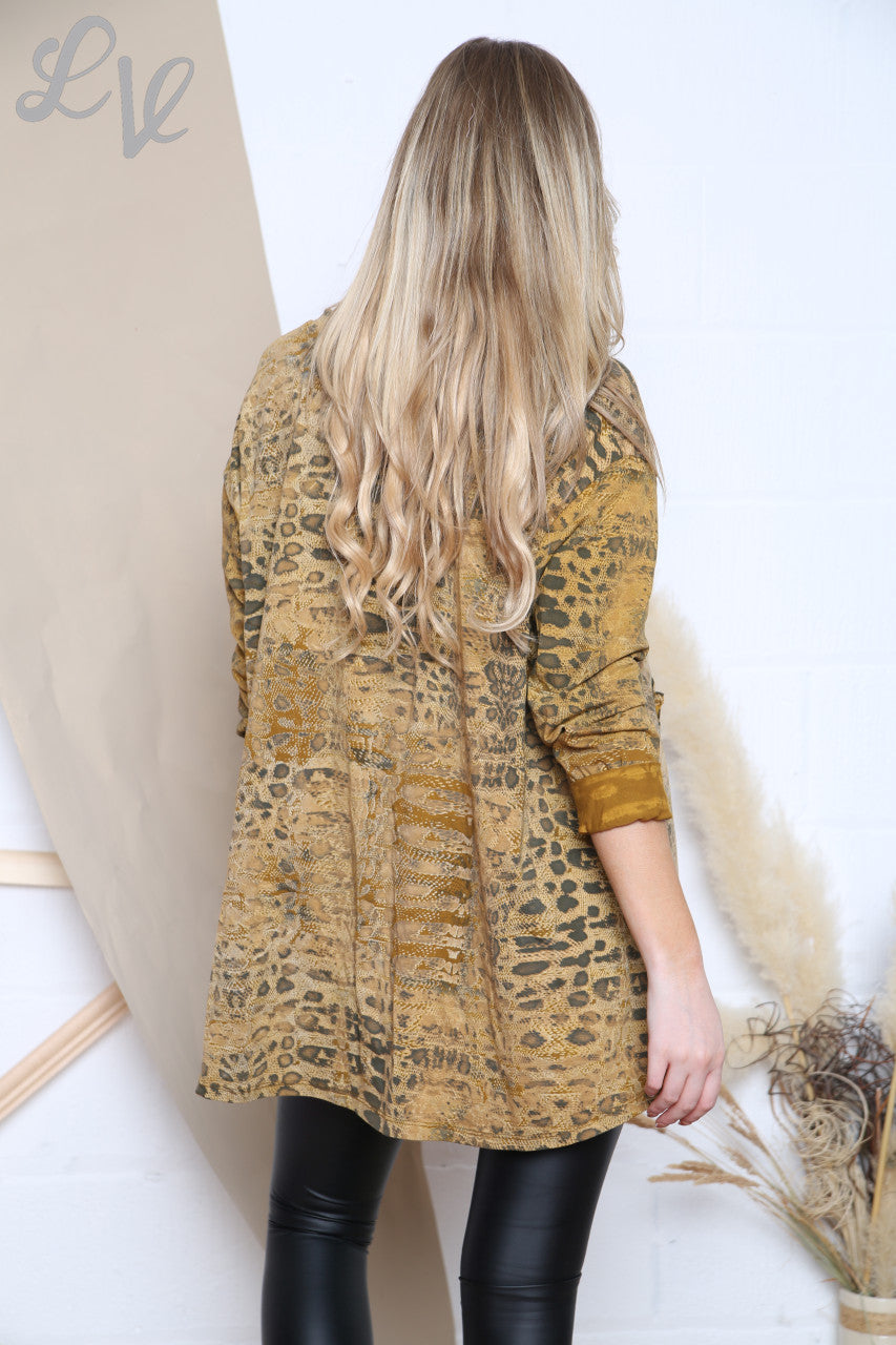 Ladies Reptile Print Top Mustard Unit Price £9.99