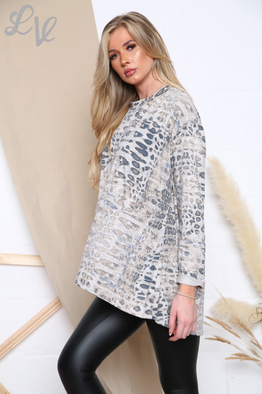 Ladies Reptile Print Top Stone Unit Price £9.99