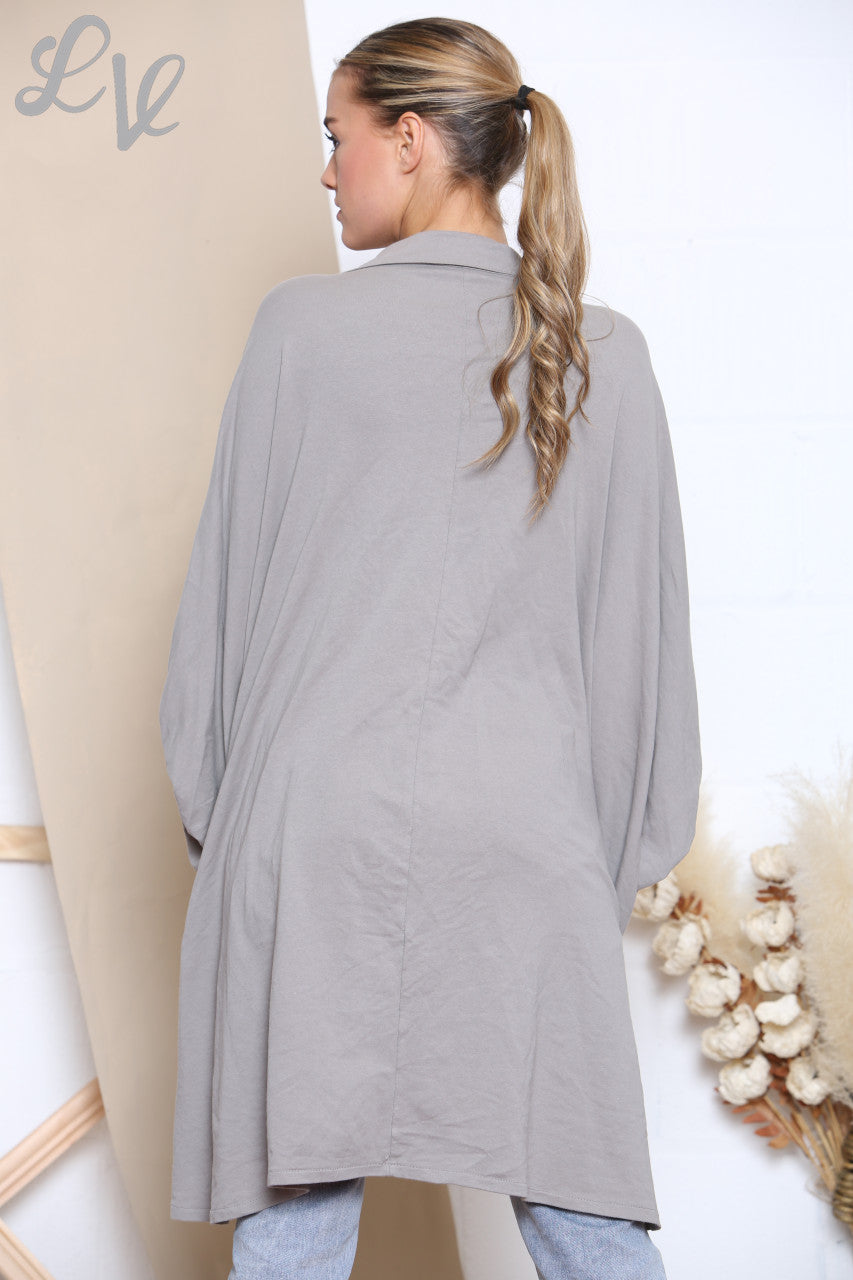 Dames Gedrapeerde Sweatshirt Top Taupe
