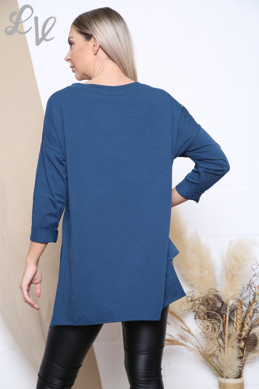 Dames Top met Zakdetails Groenblauwe Eenheidsprijs €6,99