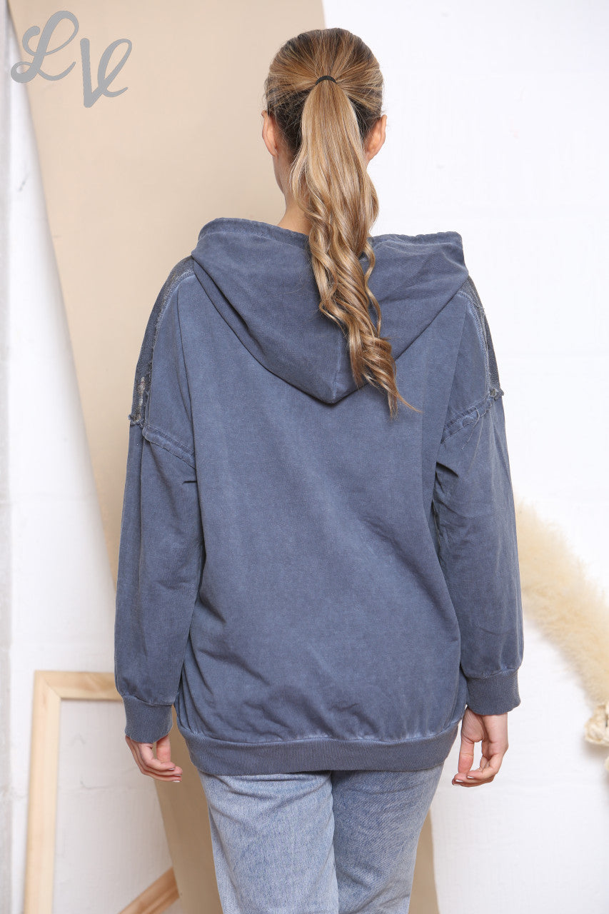 Ladies Camouflage Foil Patchwork Jacket Top Navy