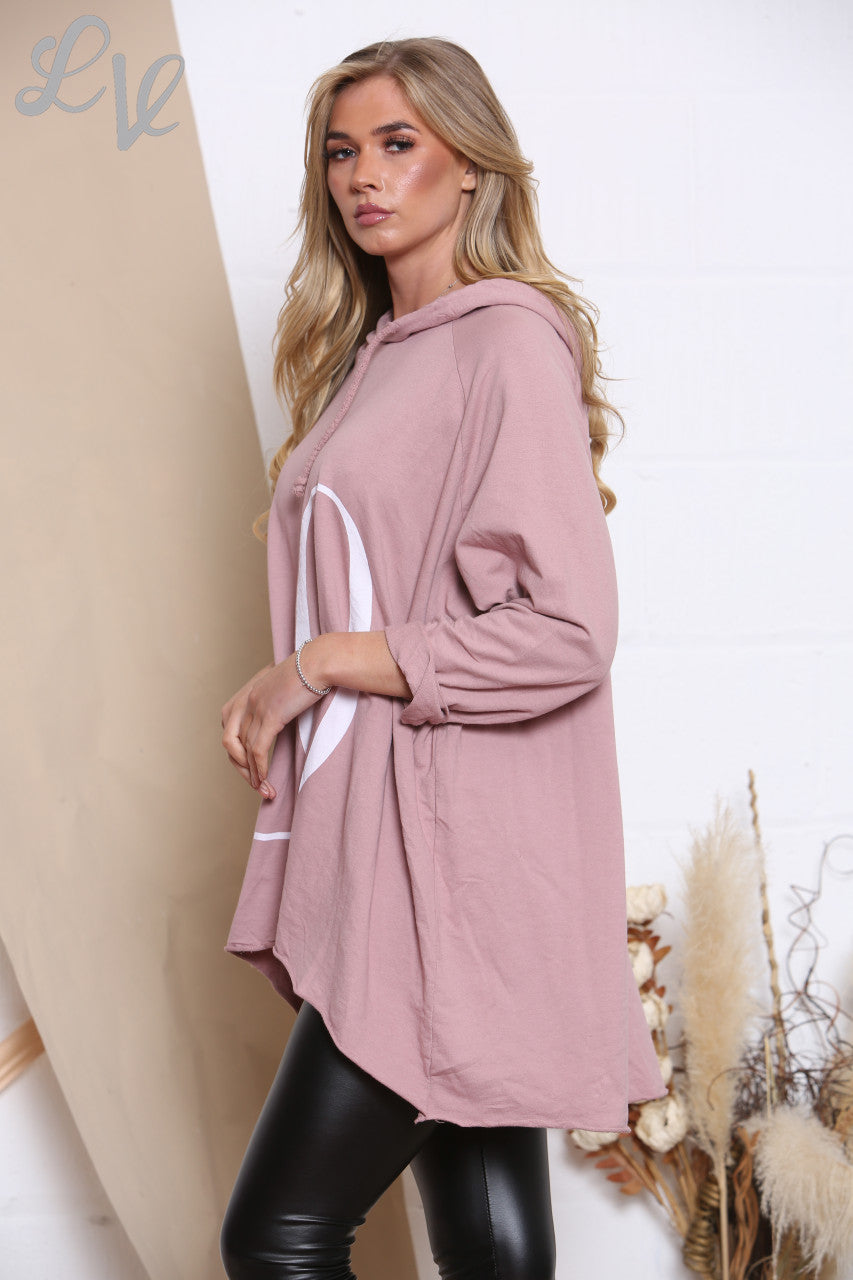 Ladies LOVE Hooded Top Dusty Pink Unit Price £8.99