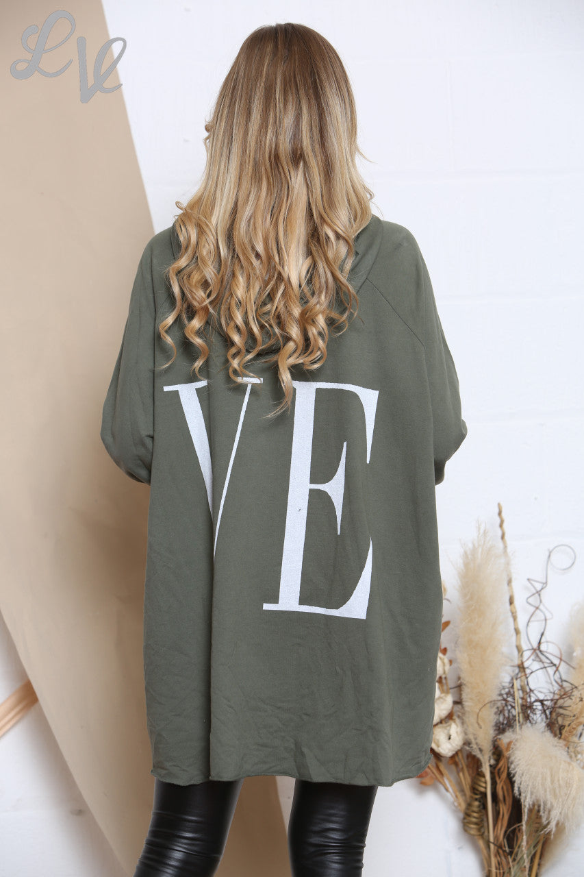 Ladies LOVE Hooded Top Khaki Unit Price £8.99