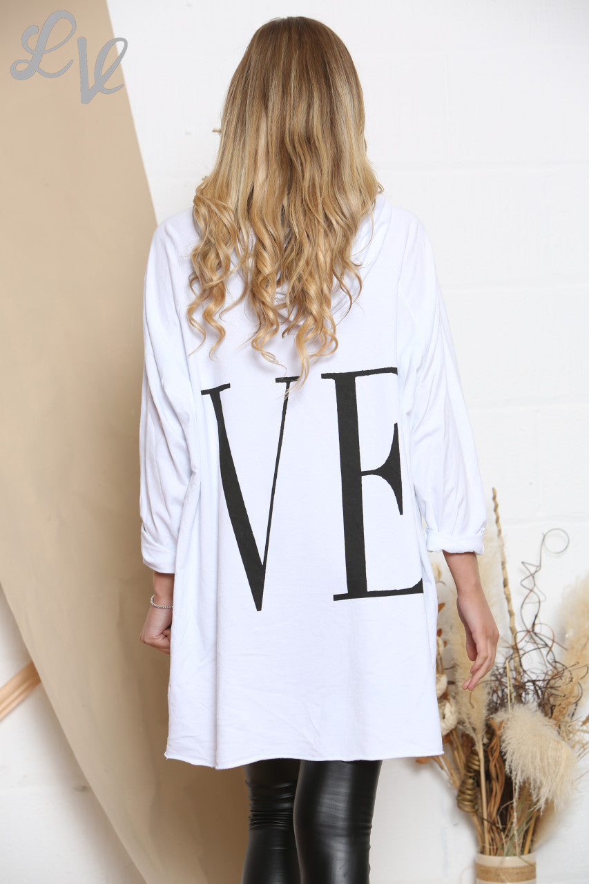 Ladies LOVE Hooded Top White Unit Price £8.99