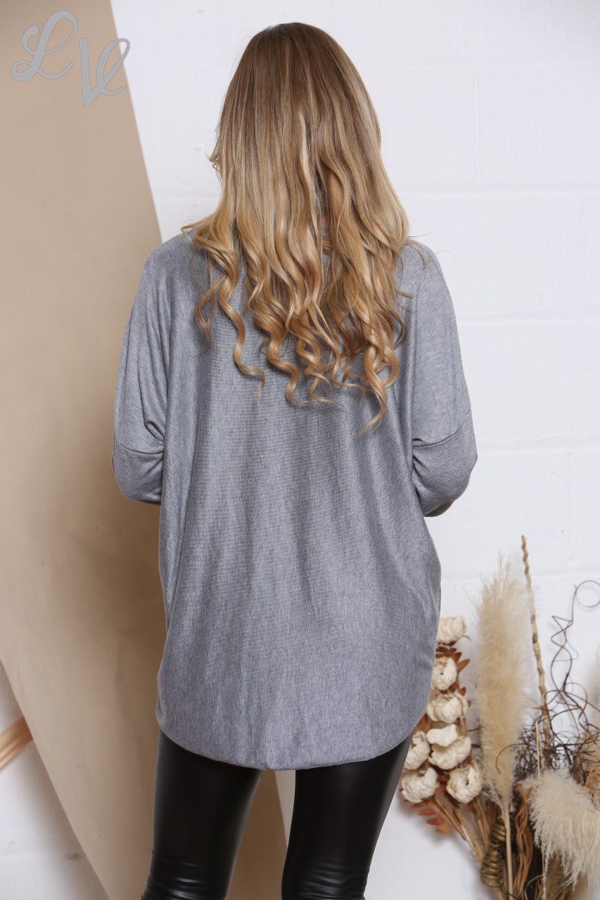 Ladies Love Diamante Script Top Grey Unit Price £7.99