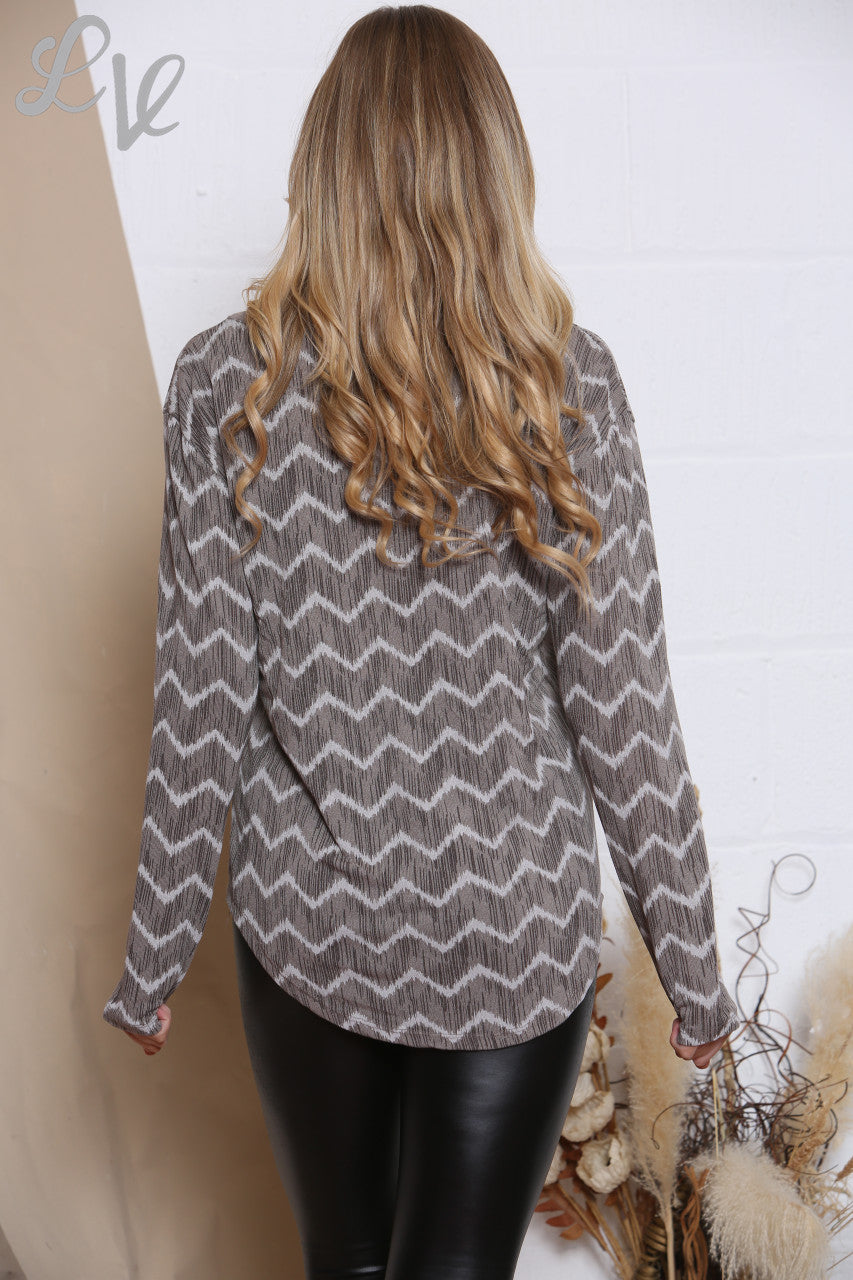 Ladies Foil Perfection Zig Zag Top Taupe Unit Price WAS £12.99 NOW £4.99