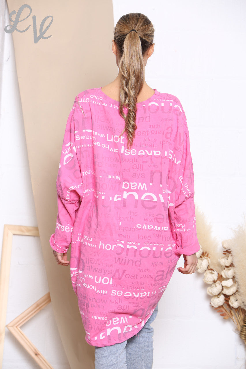 Dames Sweatshirt met Tekstopdruk Cerise