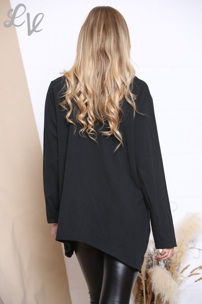 Dames Top Met Pailletten Ster En Zakken Zwart Stukprijs €9.99