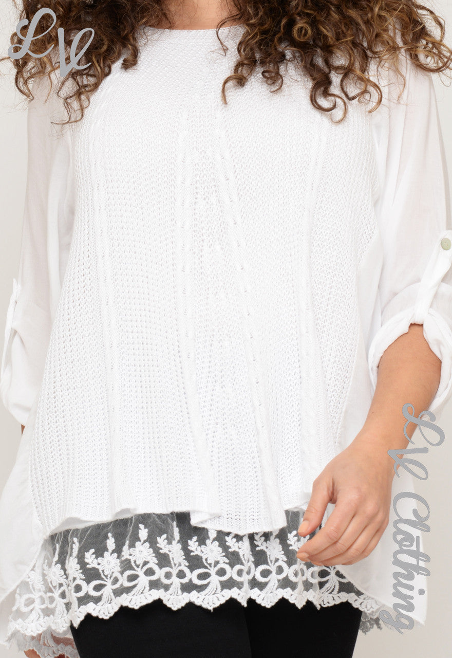 Ladies Crocheted Loose Knit Tie Back Top £10.99