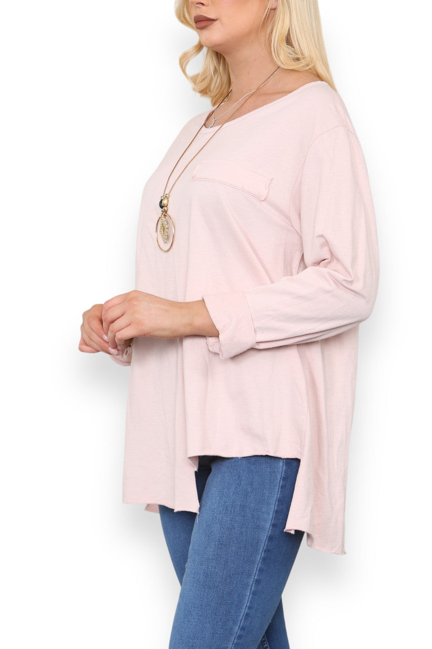 SWEATER MET DECORATIEVE ZAKKEN STOFROZE