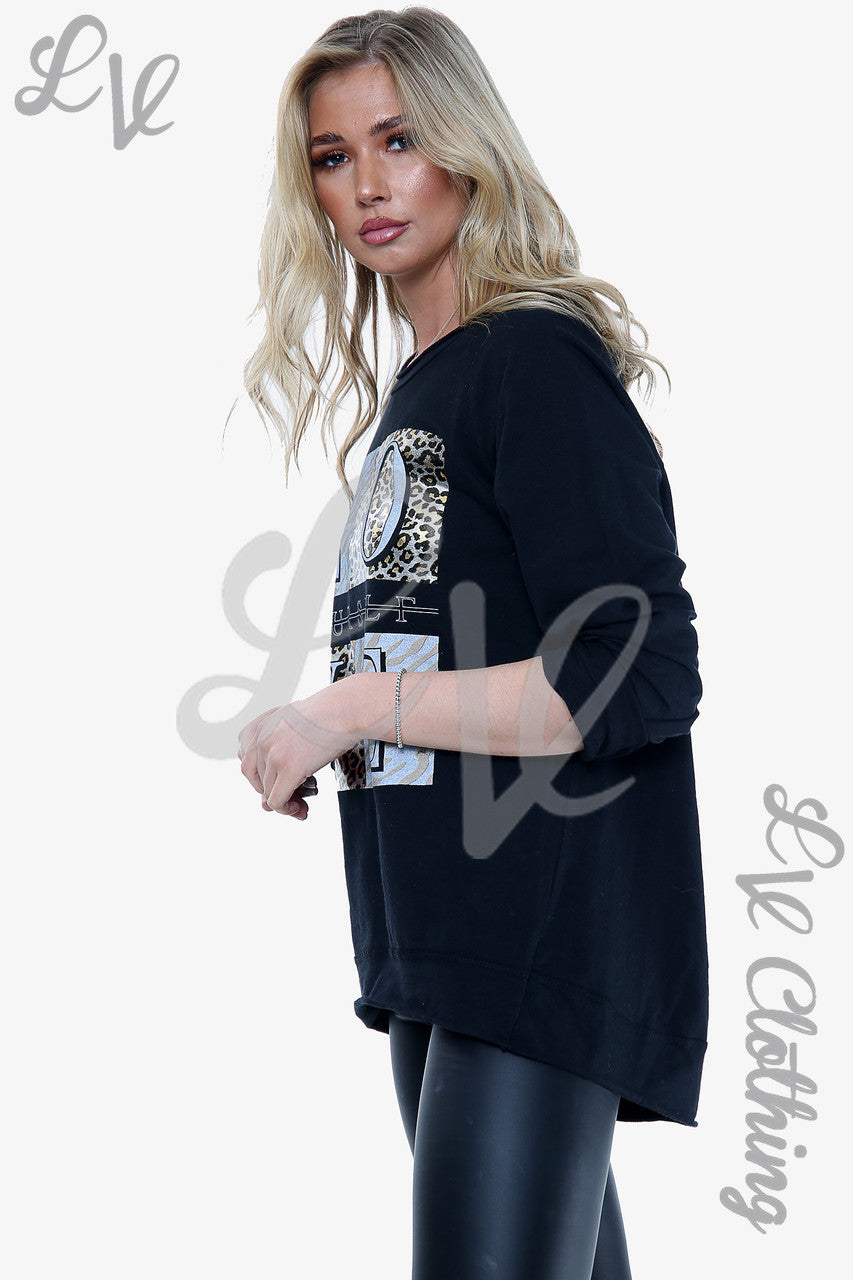 Ladies 'Love yourself' Graphic Top Black Unit Price WAS £11.99 NOW £5.99