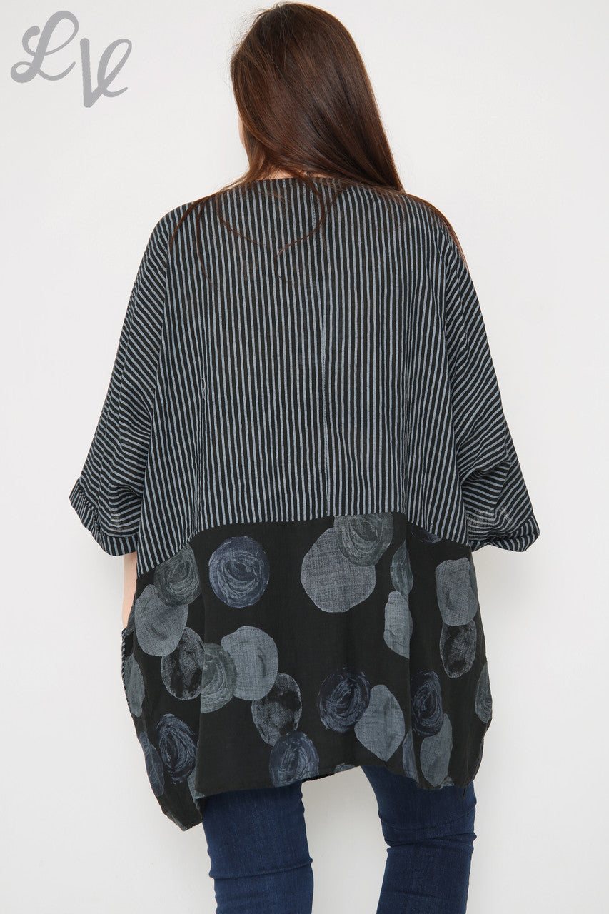 Ladies Stripes & Circles Print Top Black Unit Price £8.99