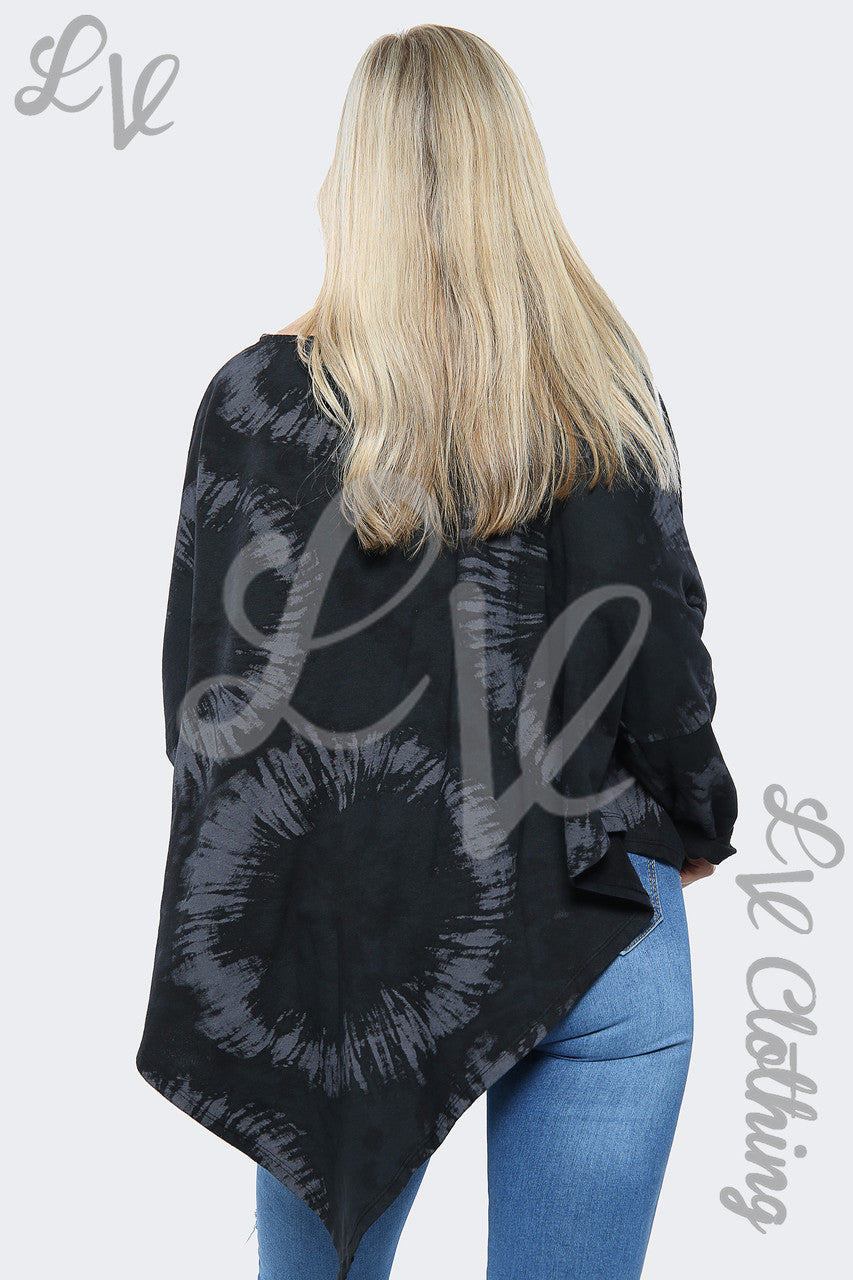 Dames Acid Wash Top Met V-Hals Zwart - Stukprijs €8,99