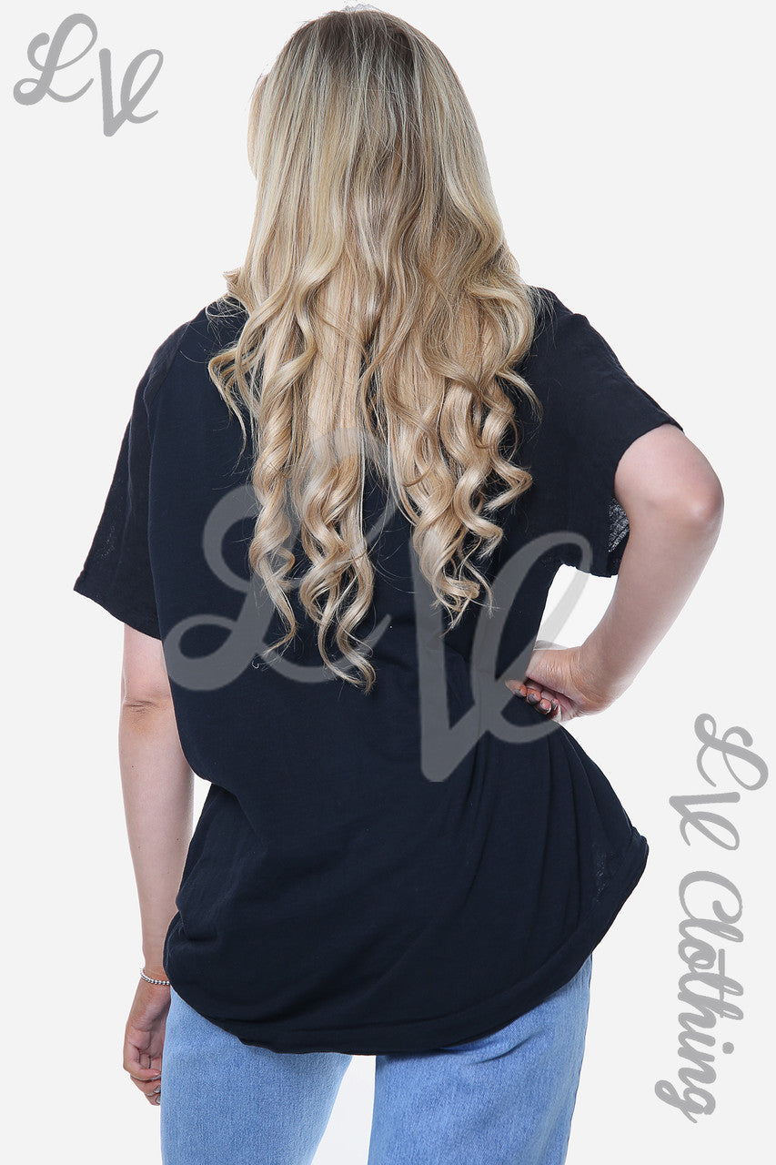 Ladies Linen Bicycle Applique Top Black Unit Price £12.99