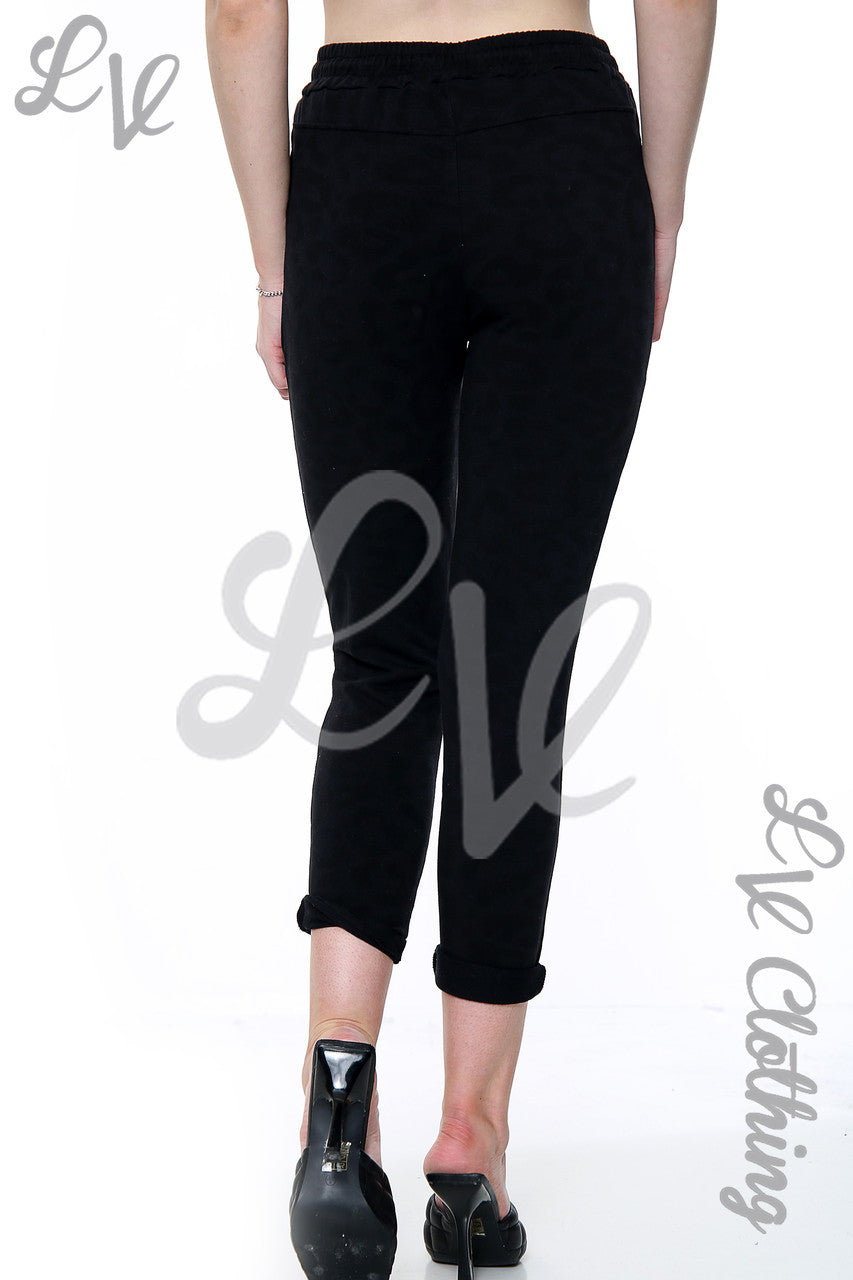Ladies Animal Leopard Print Jogging Pants Black Unit Price £13.99