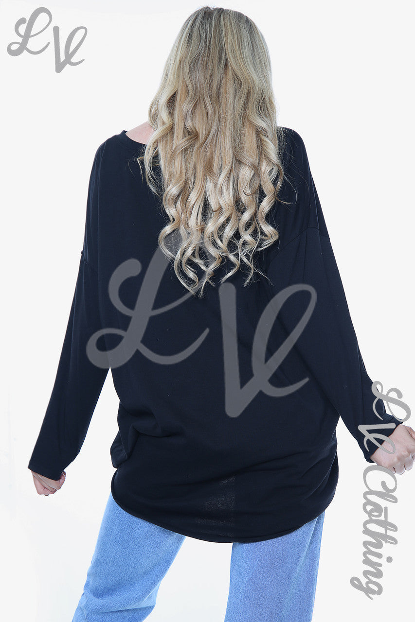 Ladies Graffiti Marks Top Black Unit Price WAS £11.99 NOW £5.99