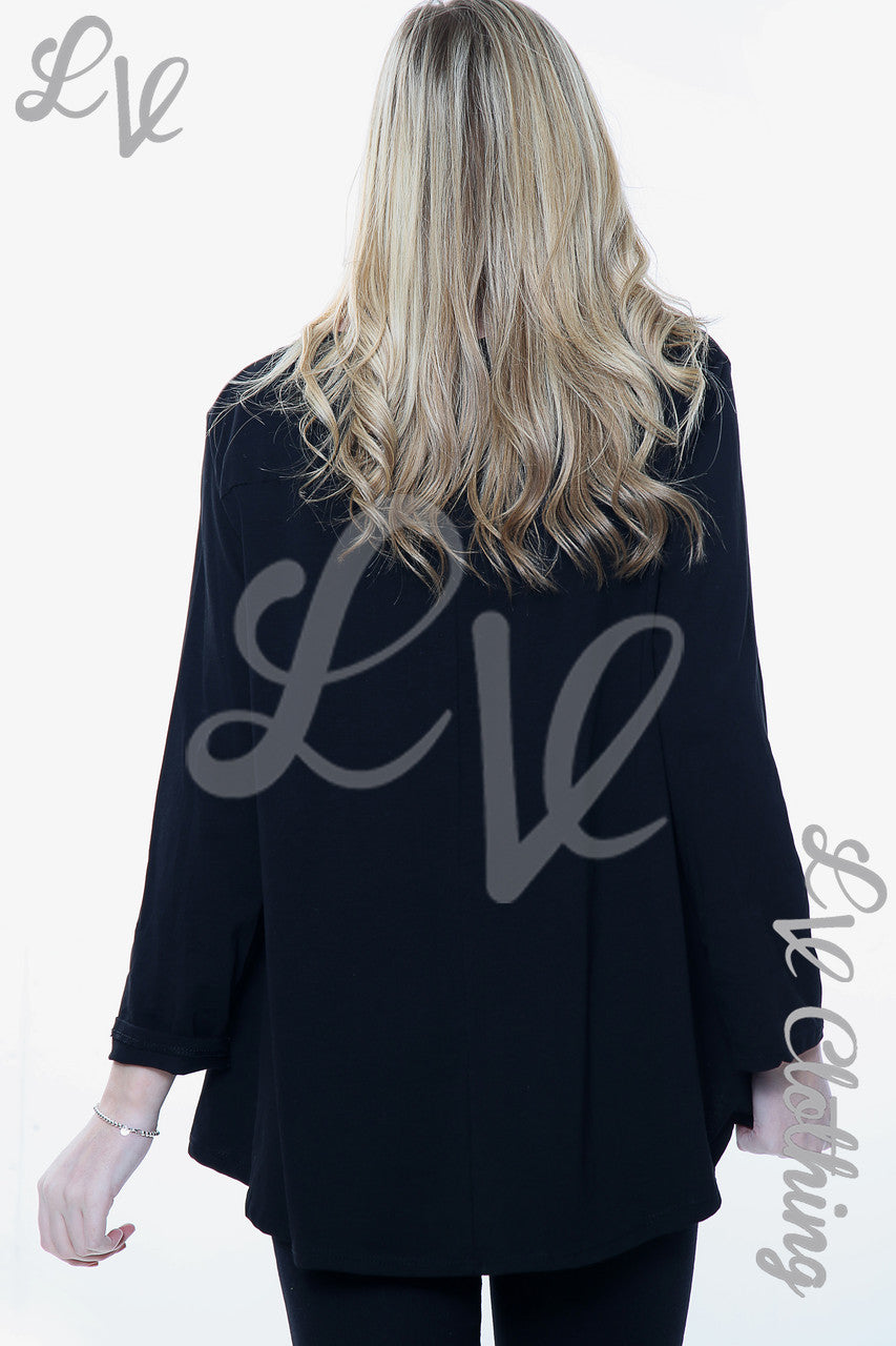 Ladies 2 Hearts Foil Graphic Top Black Unit Price £6.99