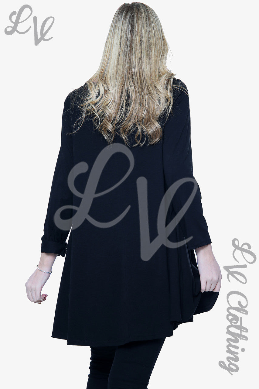 Dames Effen Swing Top Zwart Stukprijs WAS €8,99 NU €3,99
