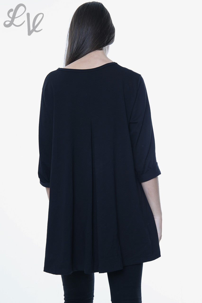 Dames Effen Swingstijl Top Zwart Stukprijs € 9,99