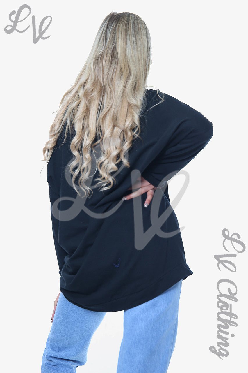 Dames Dimante Stars Sweatshirt Top Zwart Prijs WAS € 13,99 NU € 6,99