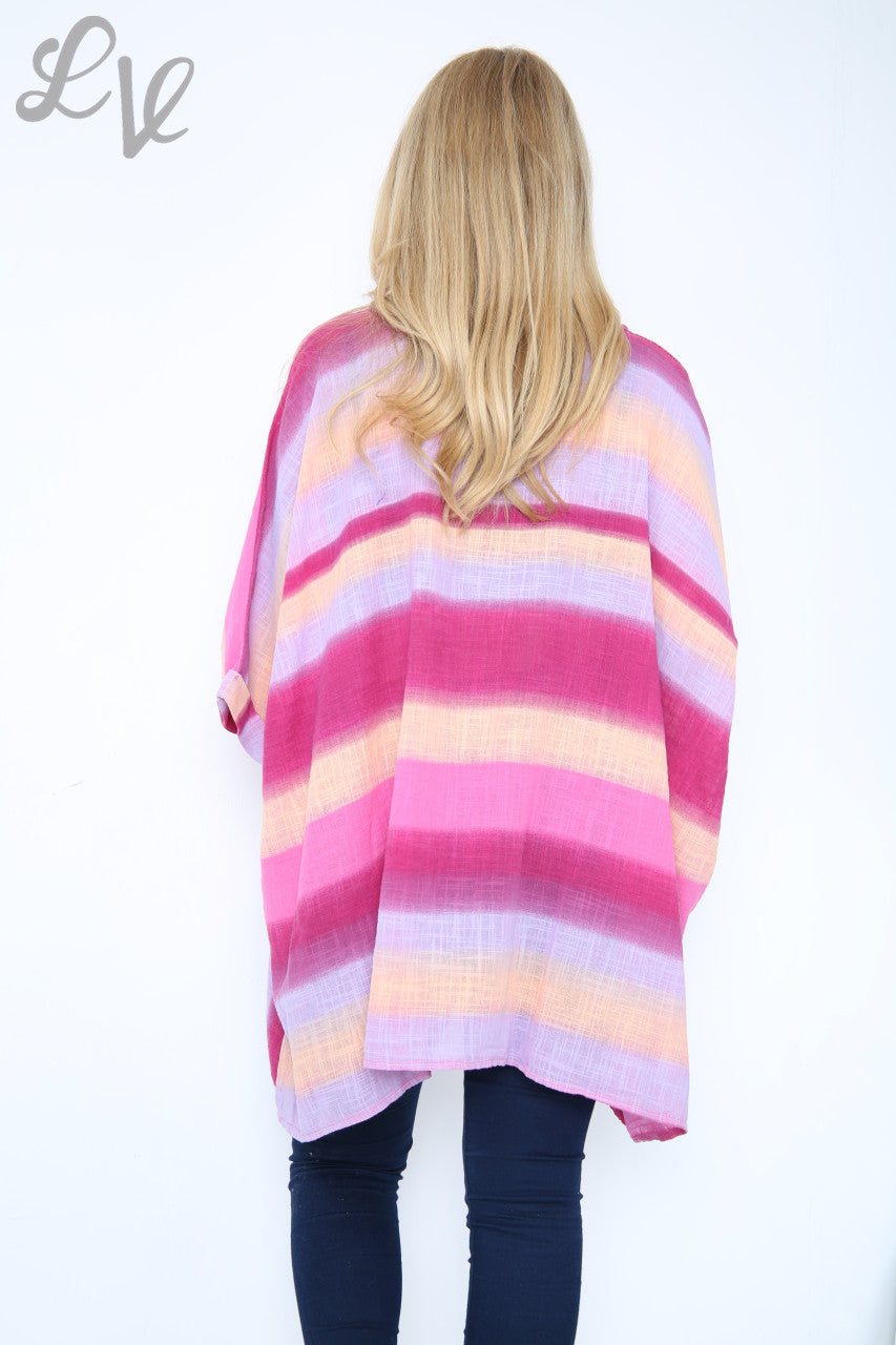 Dames Ombre Kleurrijke Batwing Top Cerise Stukprijs €10,99