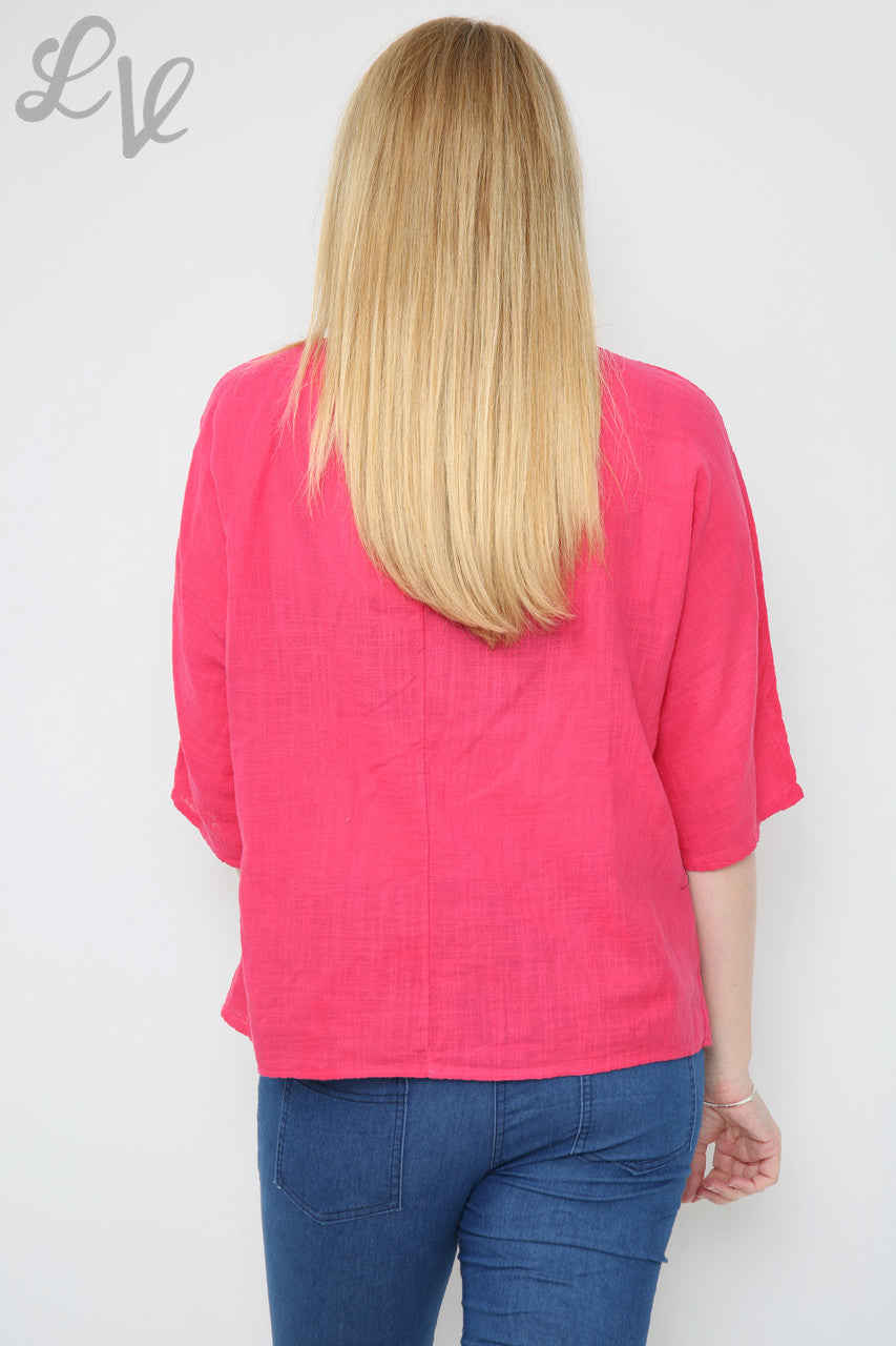 Dames Dubbele Folie Hart Top Cerise Stukprijs €7,99