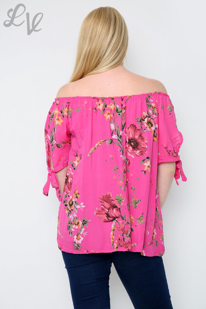 Dames top met bloemenprint en gipsy-stijl Cerise Prijs per stuk £ 9,99