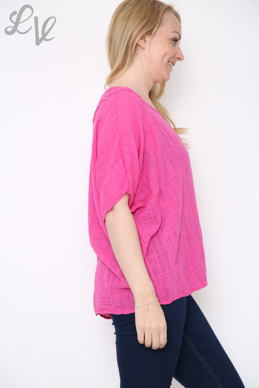 Dames Crochettop met Open Rug Cerise