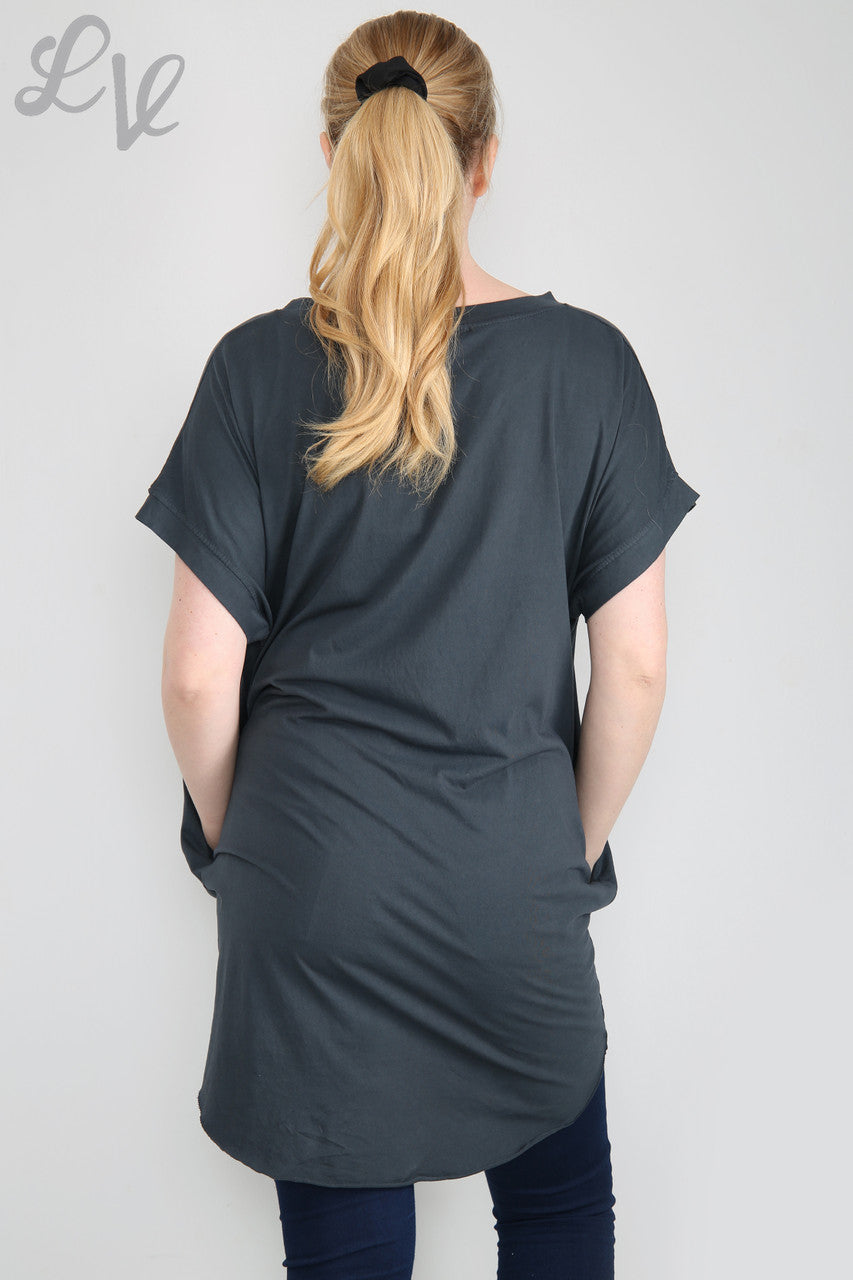 Dames Effen Eenvoudige Tuniektop Houtskool Stukprijs € 7,99