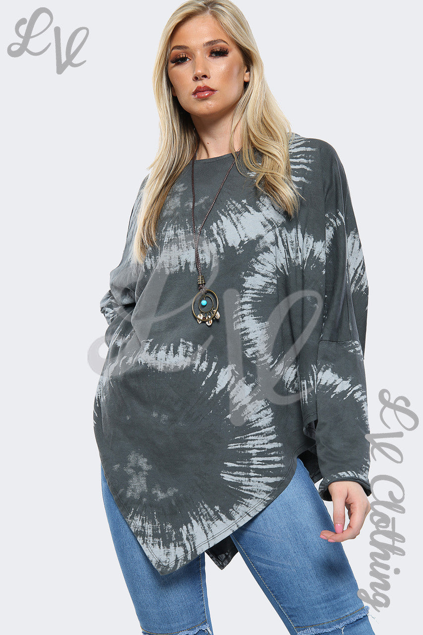Dames Acid Wash V-hals Top Houtskool - Prijs per eenheid € 8,99