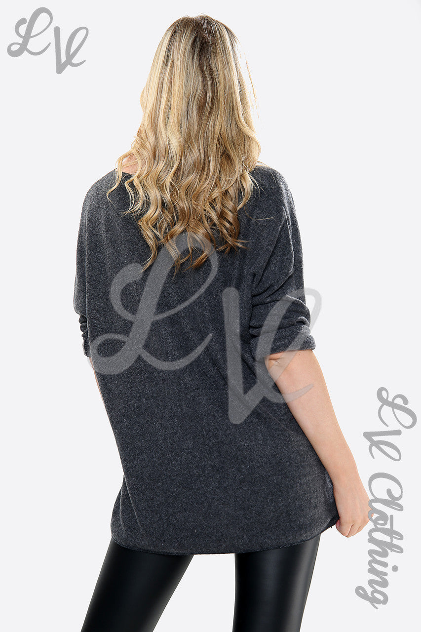 Ladies Dandelion & Butterfly Graphic Top Charcoal Unit Price WAS 12.99 NOW £7.99