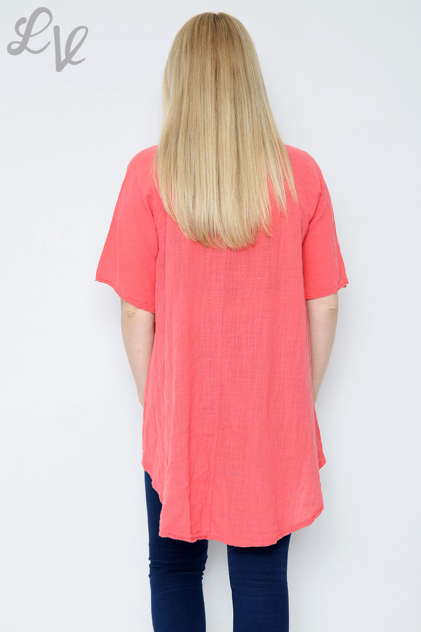 Dames folie Ster Floaty Top Koraal Stukprijs € 9,99