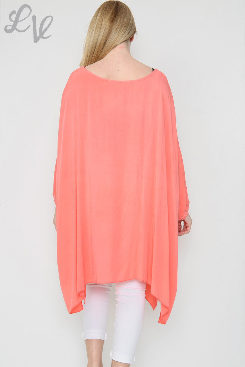 Dames Folie Tulpenprint Luchtige Top Koraal Stukprijs € 11,99