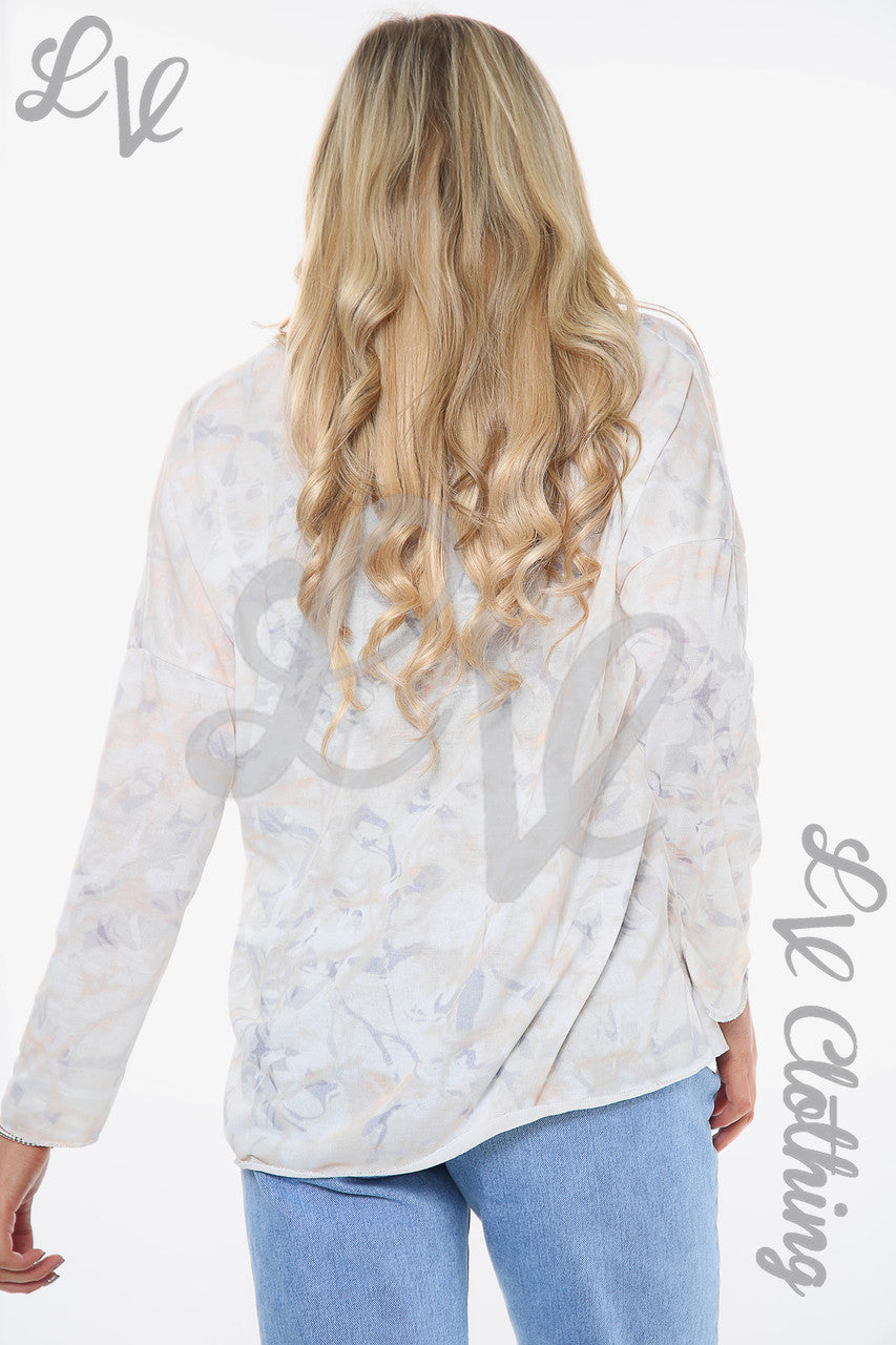 Dames Top met Marmerprint Crème Stukprijs WAS €10,99 NU €5,49