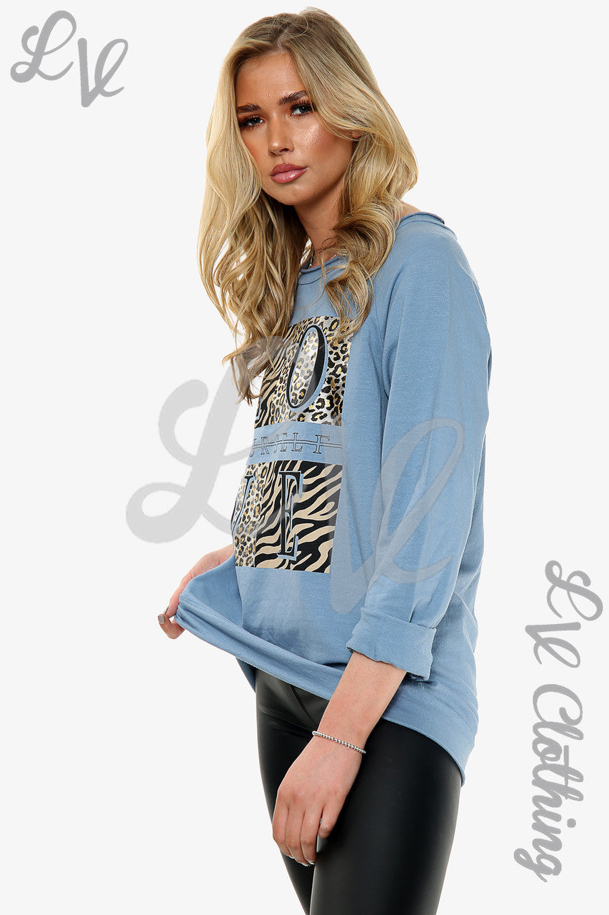 Ladies 'Love yourself' Graphic Top Denim Unit Price WAS £11.99 NOW £5.99