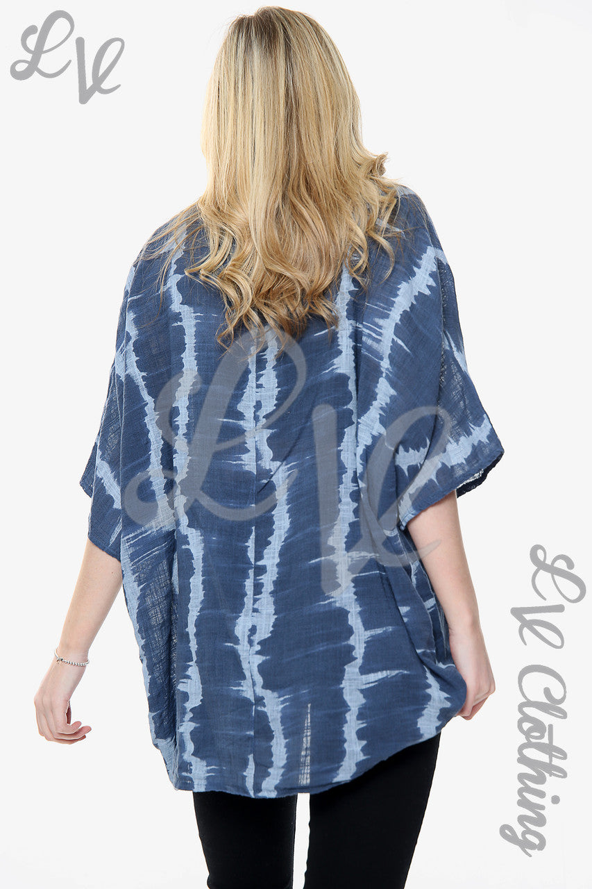 Dames Tie Dye Print Floaty Top Denim Stukprijs € 14,99