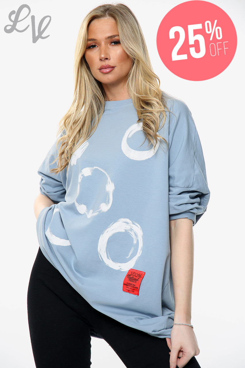 Ladies Paintbrush Shapes Print Sweatshirt Top Denim Unit Price £13.99
